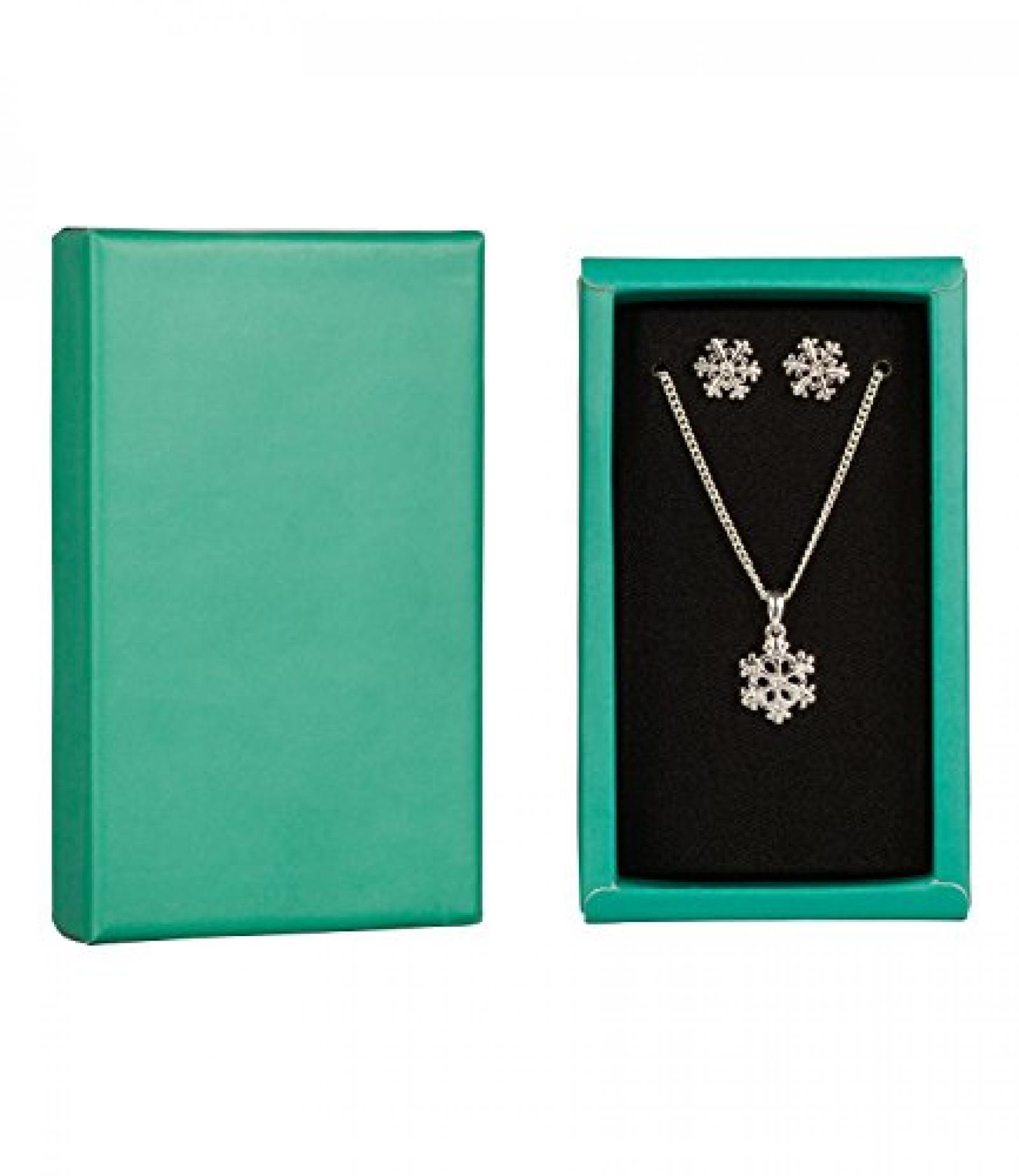 SIX "Xmas Sets" Geschenk Box mit Kette & Ohrsteckern, Schneeflocken, silber (388-242) 